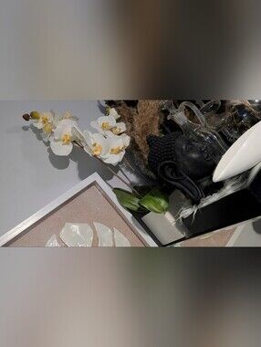 Artificial White Orchid with White Vase